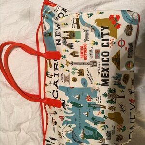 Rifle Paper Co Colorful Travel-Themed Tote Bag